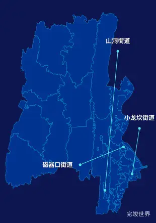 echarts重庆市沙坪坝区地图自定义引导线演示实例